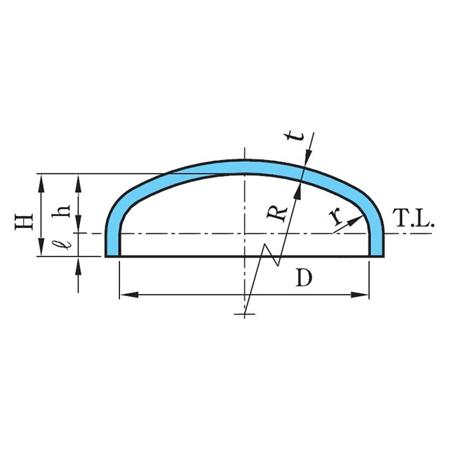 近似半だ円形鏡板(Approximate ellipsoidal dished head) 図面