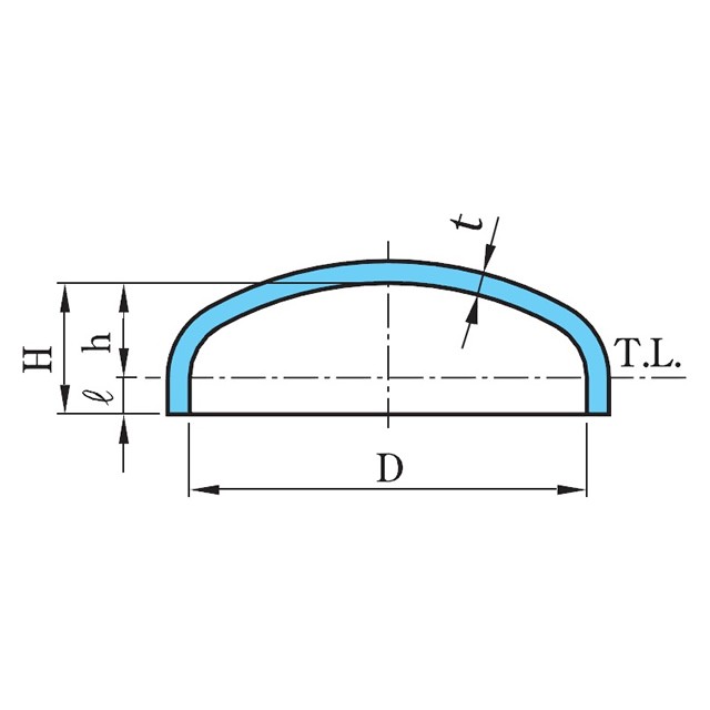 正半だ円形鏡板(Ellipsoidal dished head) 図面