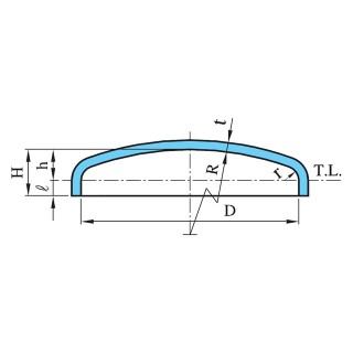 さら形鏡板(Standard flanged dished head) 図面