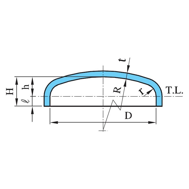 さら形鏡板(Standard flanged dished head) 図面